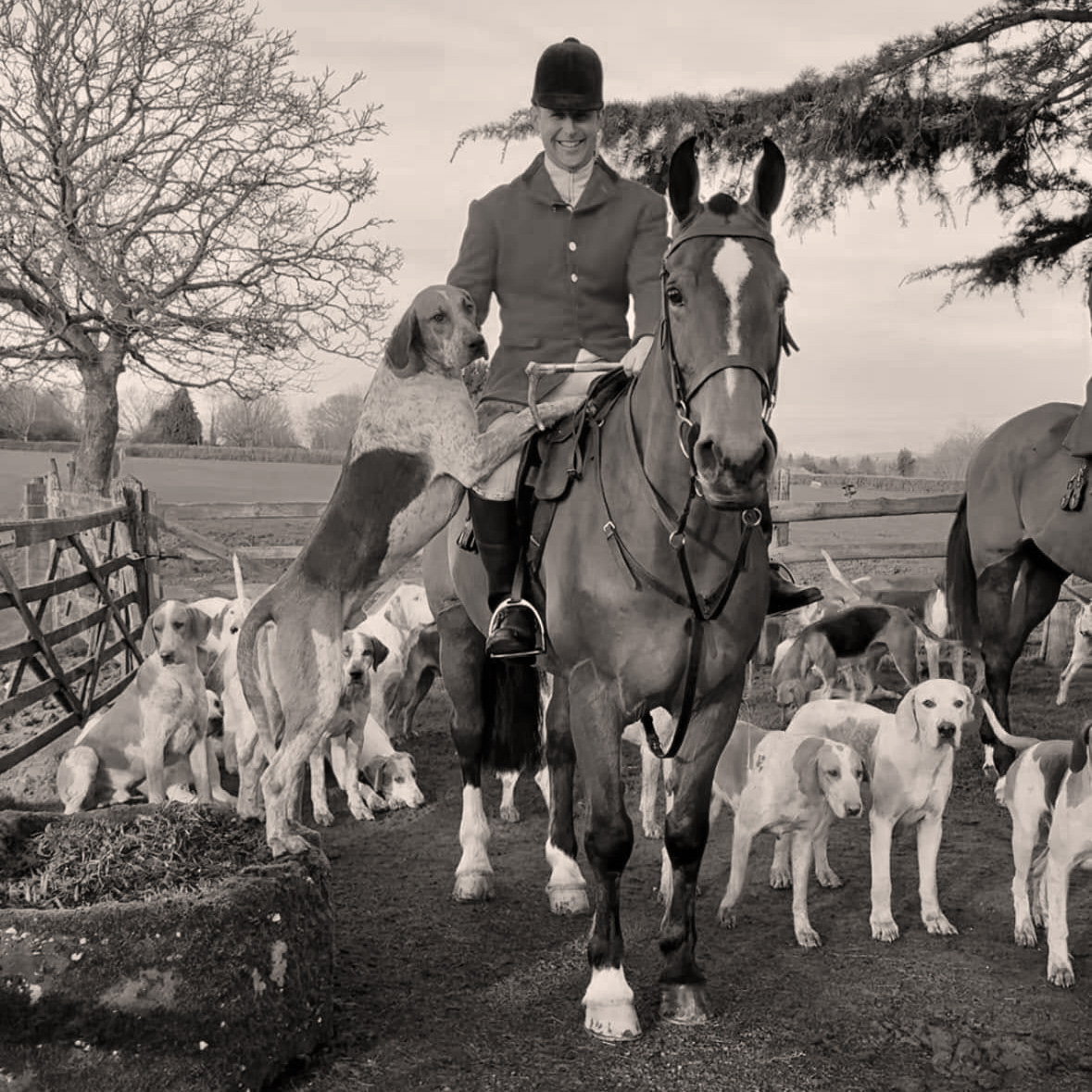 Cotswold Vale Farmers Hunt established in 1947, hunt meet, historic photograph